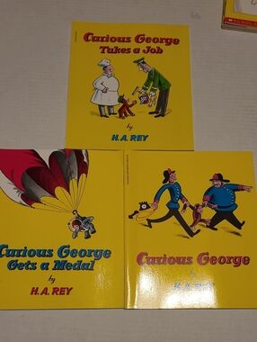 Curious George Classic Yellow Board Books - Set of 3 Vintage Excellent Condition